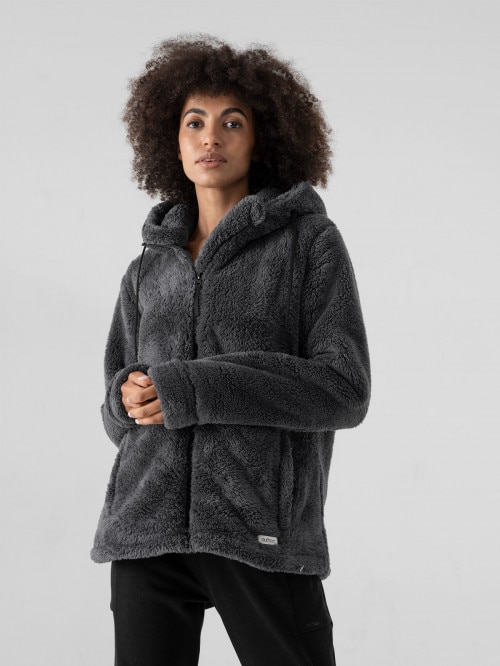 Women's zipped fleece middle gray