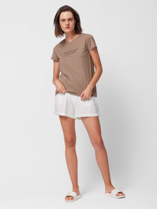 OUTHORN Women's cotton muslin shorts  cream