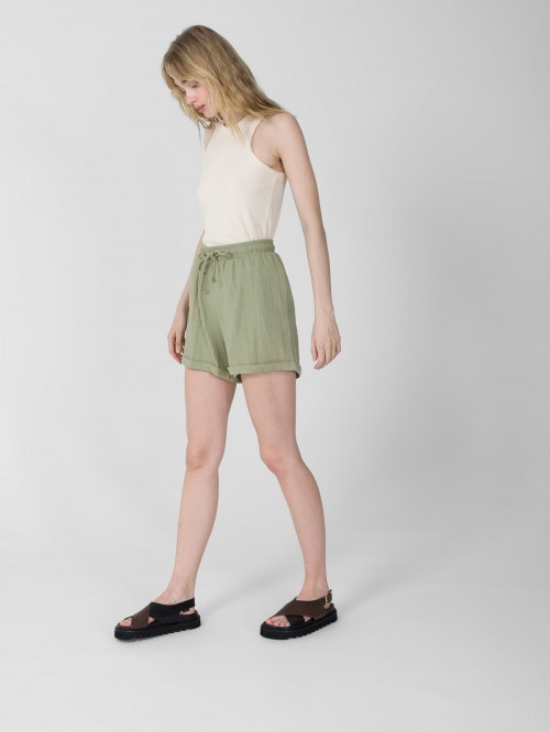 Women's cotton muslin shorts - mint