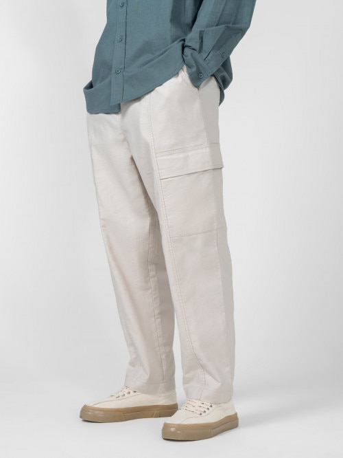 Men's woven cargo trousers - beige