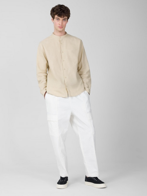 Men's woven cargo trousers - cream