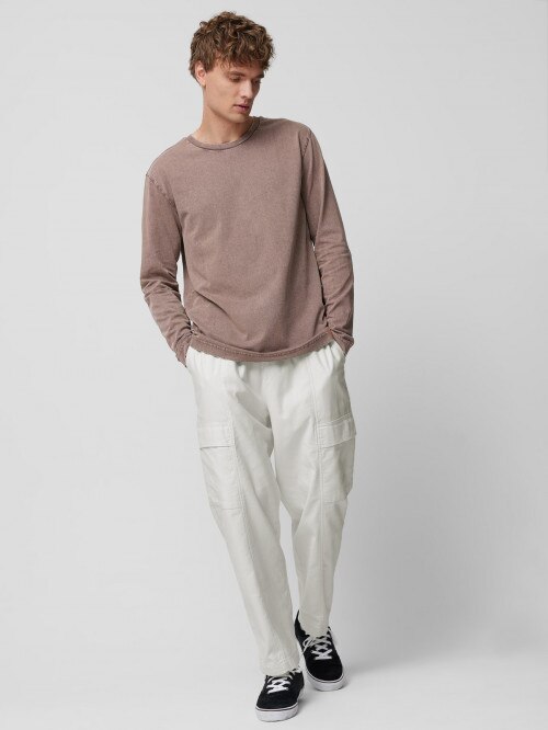 Men's woven cargo trousers - cream