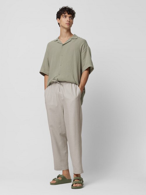 OUTHORN Men's woven linen trousers  beige beige