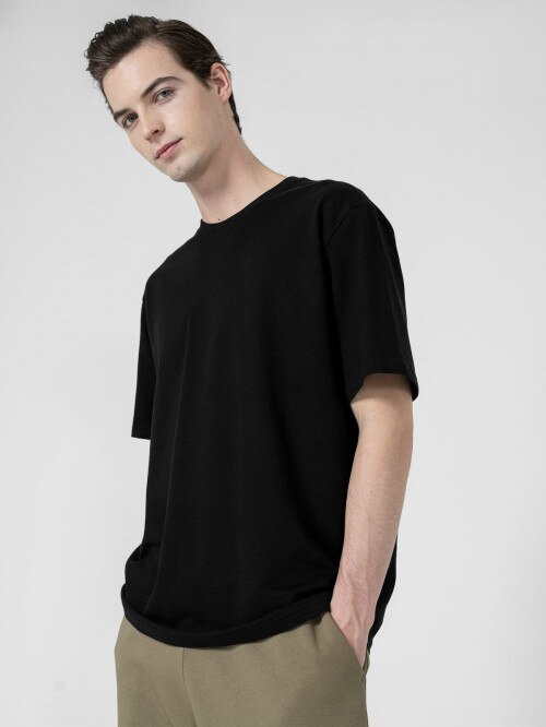 OUTHORN Men's oversize plain Tshirt  black deep black