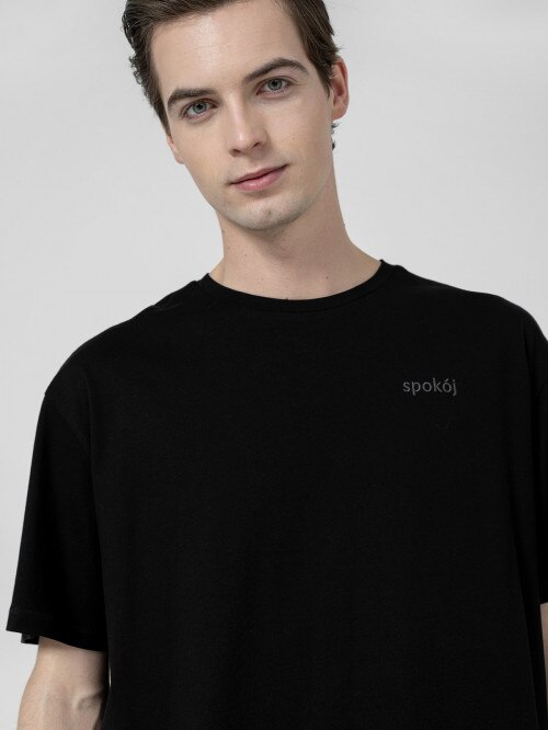 OUTHORN Men's oversize Tshirt with embroidery  black deep black