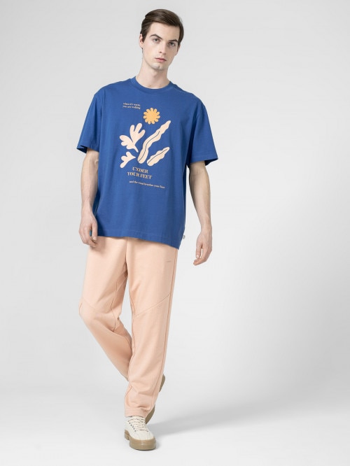 Men's oversize T-shirt with print - blue