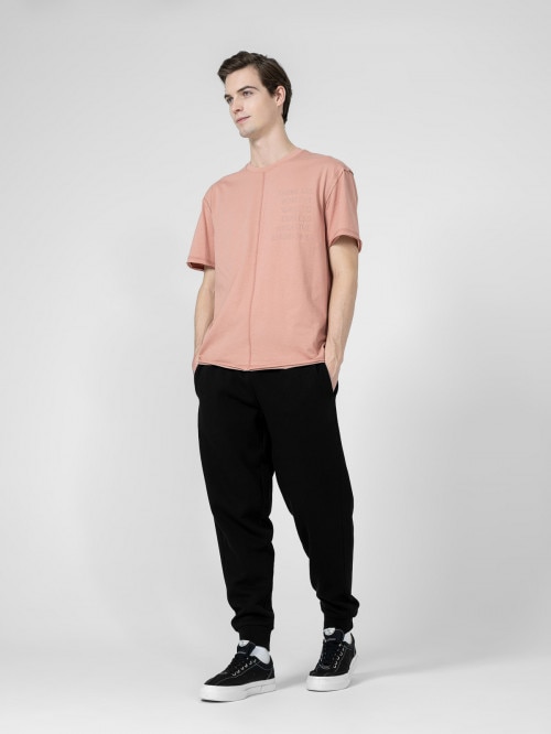 Men's T-shirt with embroidery - coral