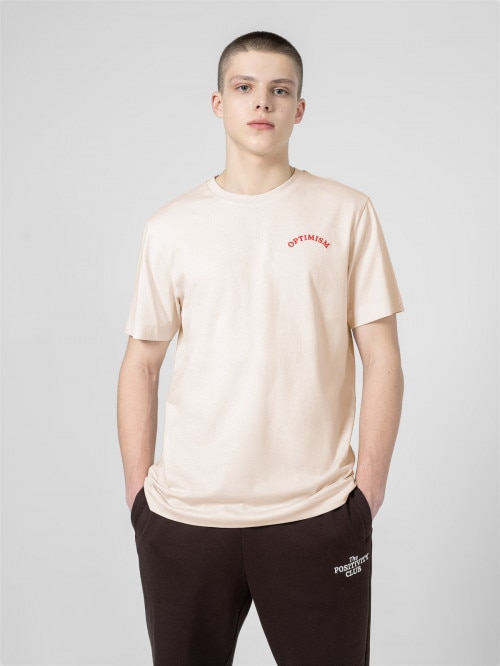 Men's T-shirt with embroidery - cream