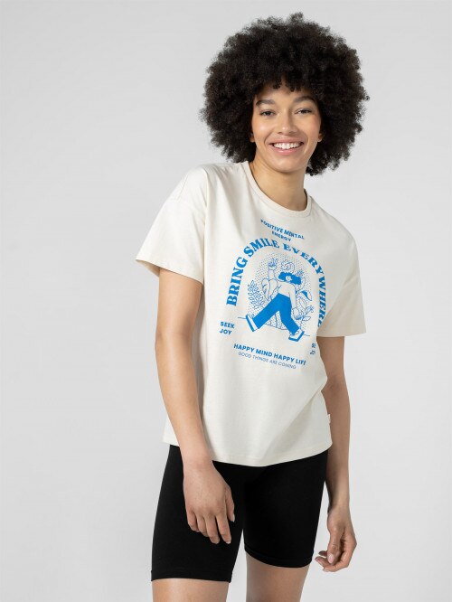 Women's T-shirt with print - cream