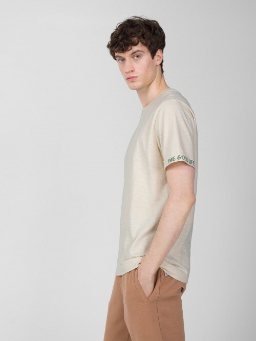 OUTHORN Men's Tshirt with print  cream