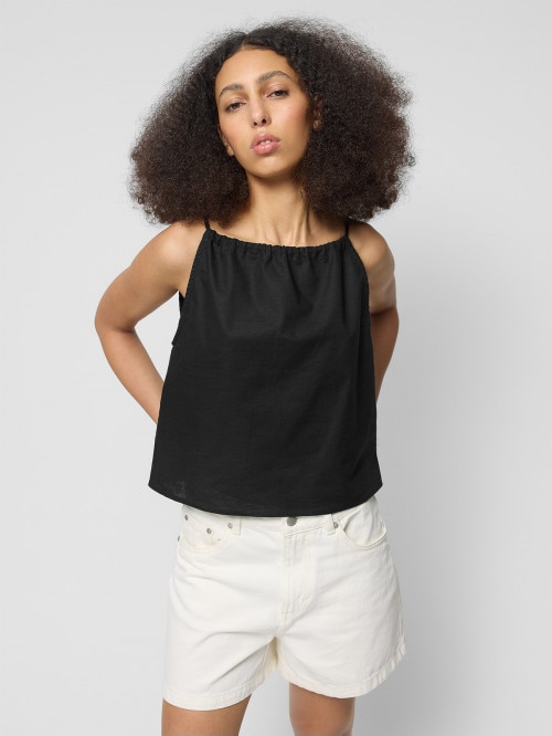 OUTHORN Women's top with linen deep black